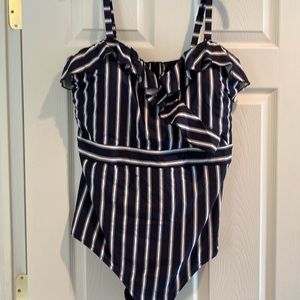 City Chic striped ruffle Dominica swimsuit Sz 22 New